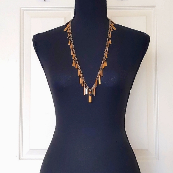 NWT. Express Gold Bar and Black Beads Chained Necklace. - Picture 3 of 3